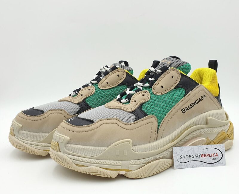 giay balenciaga triple s xanh vang replica 1:1