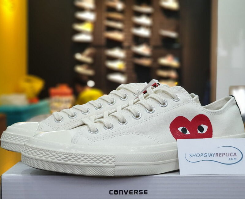 giày converse tim thấp trắng replica