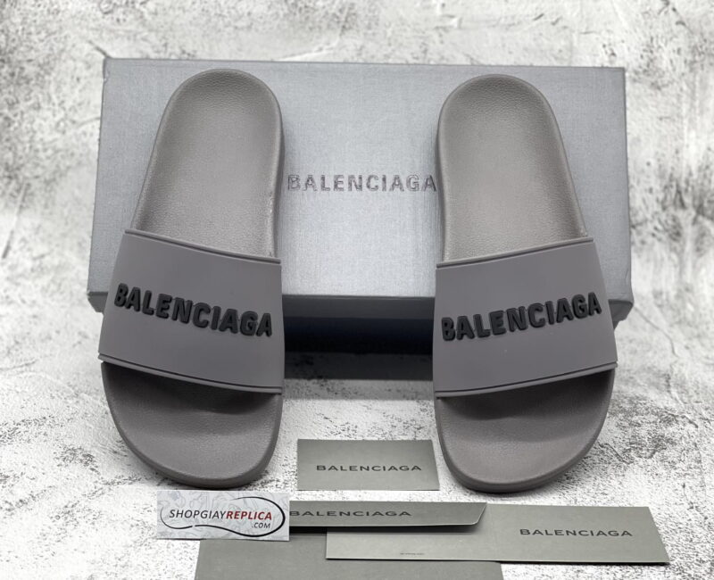 dép balenciaga pool slide grey