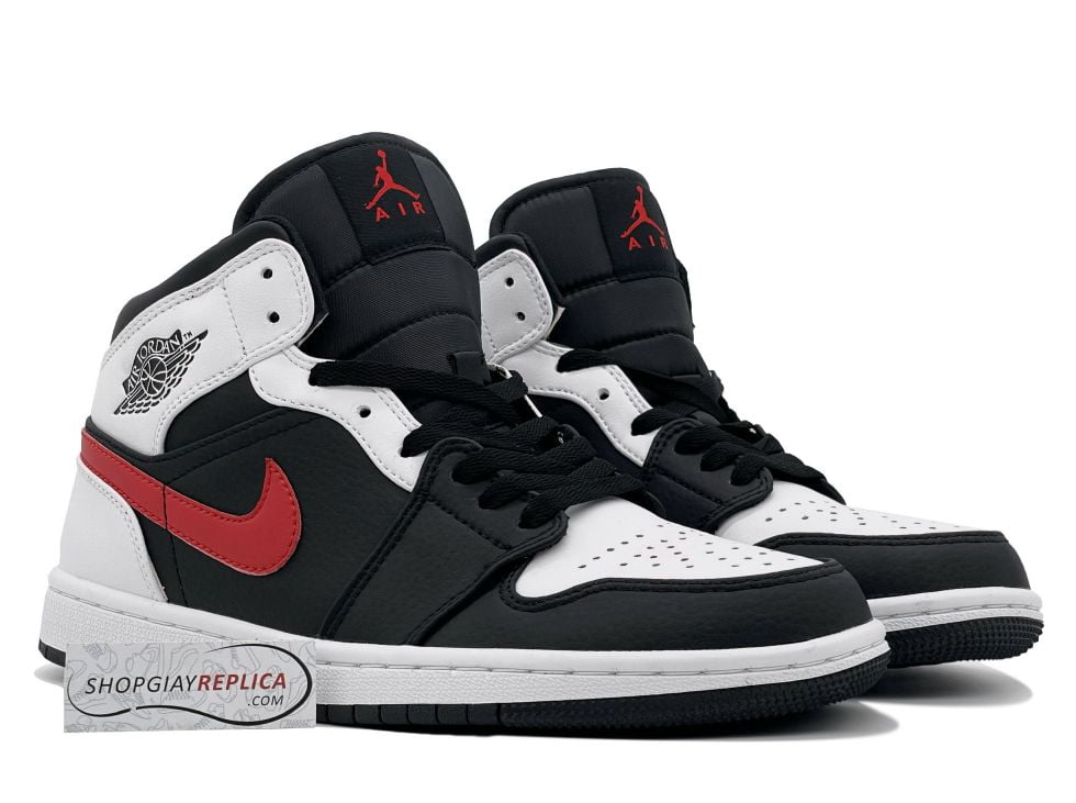 Jordan 1 Mid Black Chile Red White