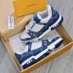 Giày Louis Vuitton LV Trainer Monogram Denim White Blue Like Auth