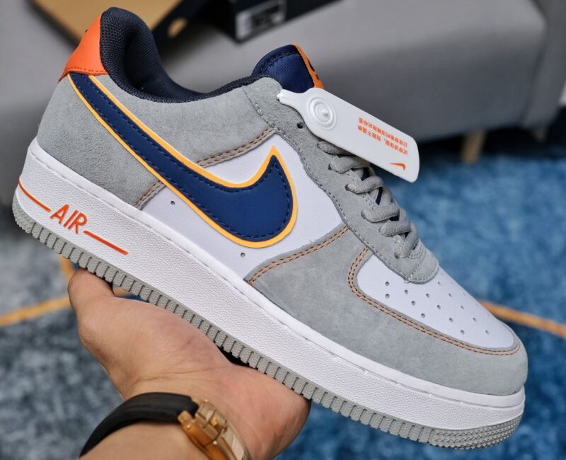 Giày Nike Air Force 1 Cool Grey Xám Gót Cam
