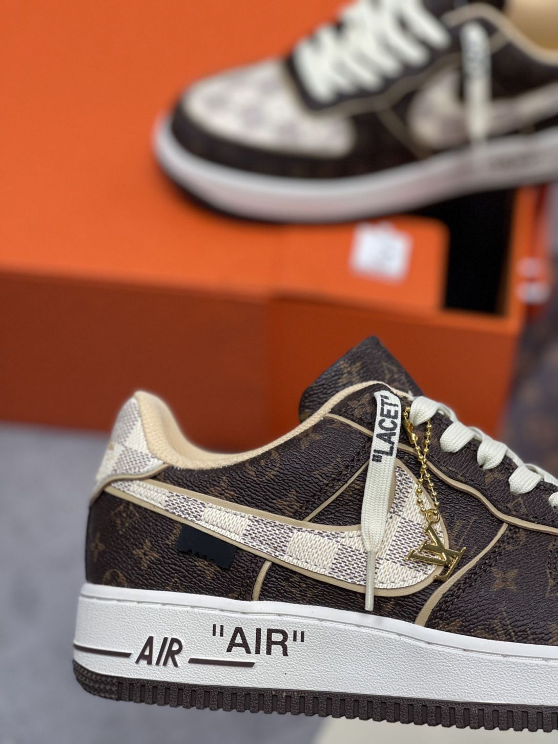 Giày Nike Air Force 1 Low x Louis Vuitton Monogram Brown Like Auth