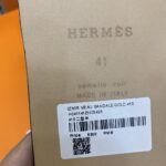 đế gỗ Dép Hermes Izmir Da Trơn Đen Lót Đế họa tiết iconic chữ H