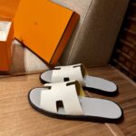 Dép Hermes Izmir da Epsom Trắng Đế Xám