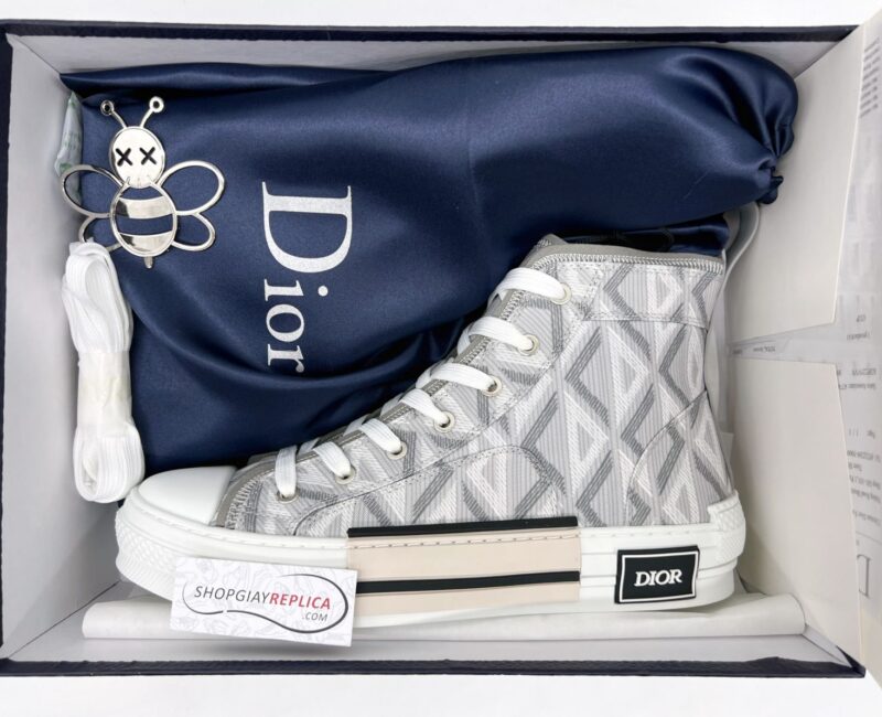 Giày Dior B23 High Top Gray CD Diamond Like Auth