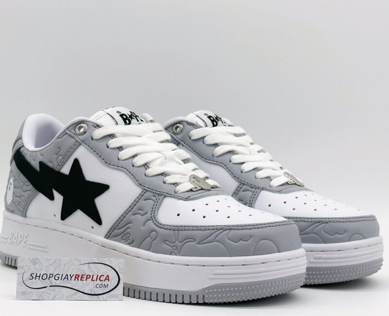 Giày A Bathing Ape Bape Sta Low Grey Black Rep 1:1