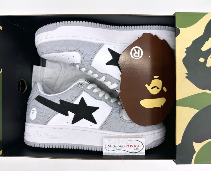 Giày A Bathing Ape Bape Sta Low Grey Black Rep 1:1