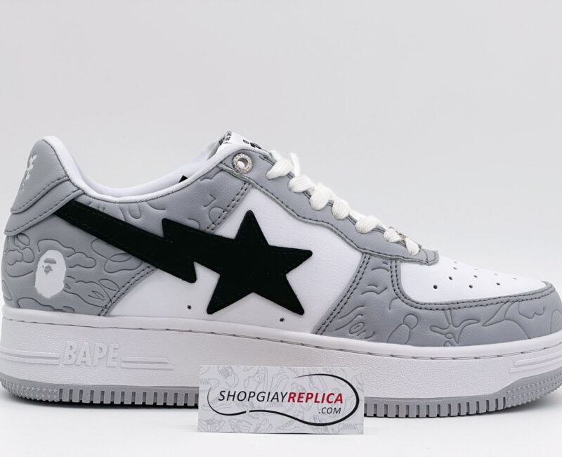 Giày A Bathing Ape Bape Sta Low Grey Black Rep 1:1