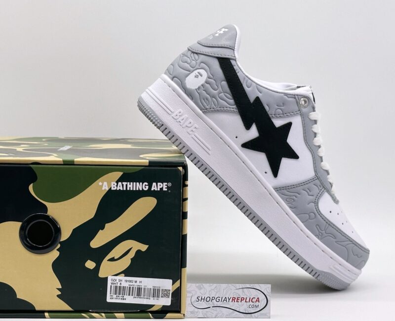 Giày A Bathing Ape Bape Sta Low Grey Black Rep 1:1