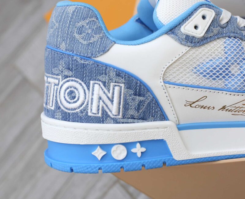 Giày Louis Vuitton Lv Trainer Monogram Denim Blue quai Velcro Like Auth