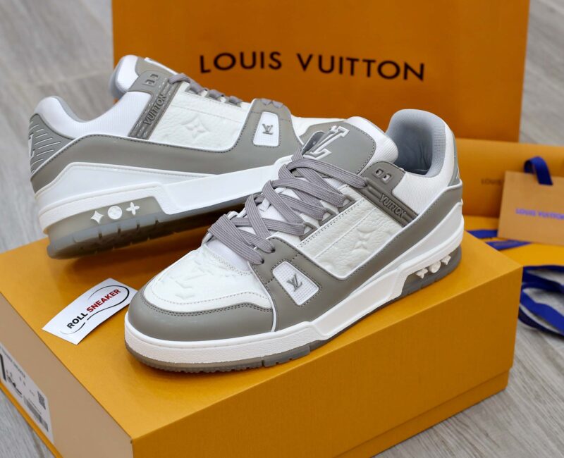Giày Louis Vuitton Lv Trainer Monogram Grey Đế Nâu Like Auth