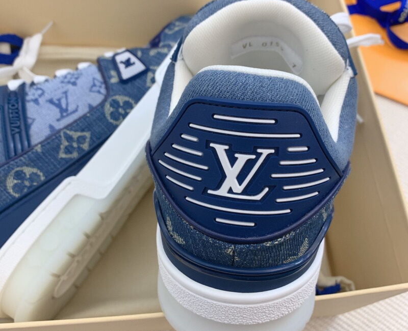 Giày Louis Vuitton LV Trainer Monogram Denim Blue Like Auth