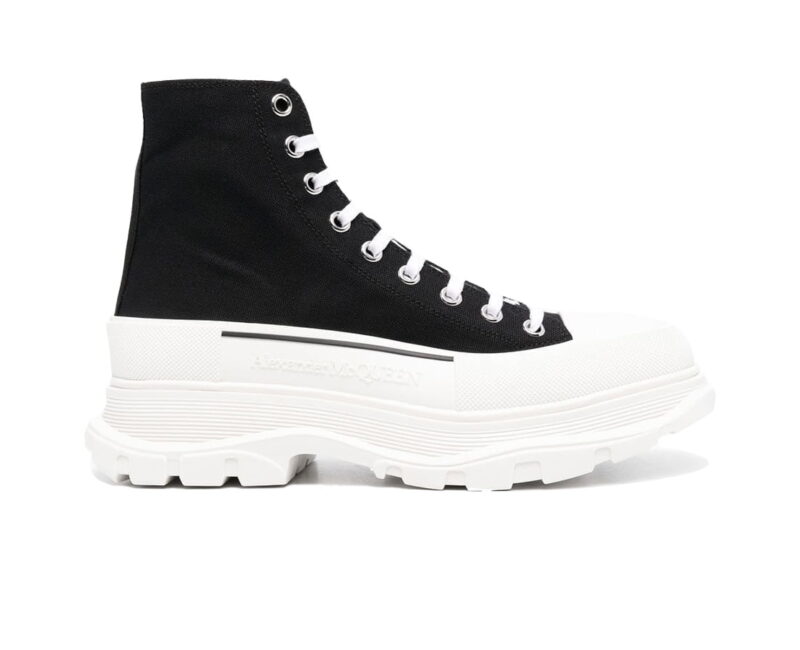 Giày Alexander McQueen Tread Slick High Top Black/White Canvas Like Auth