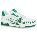 Giày Louis Vuitton Trainer LV x Yk Yayoi Kusama Green Xanh Like Auth