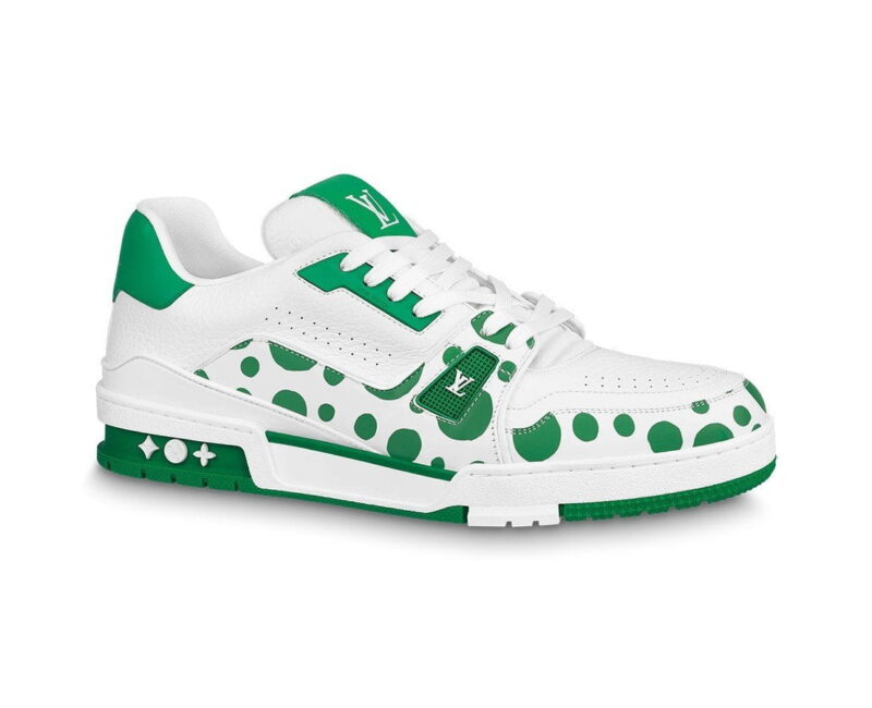 Giày Louis Vuitton Trainer LV x Yk Yayoi Kusama Green Xanh Like Auth