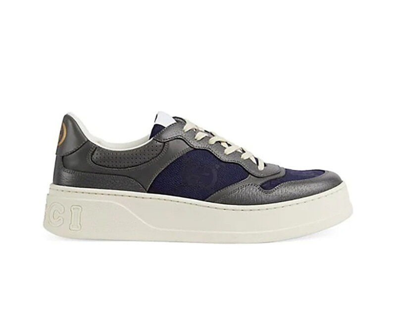 Giày Gucci GG Sneaker Grey Leather da xám họa tiết GG Canvas