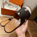 Dép Hermes da Epsom Đen Đế Nâu Like Auth