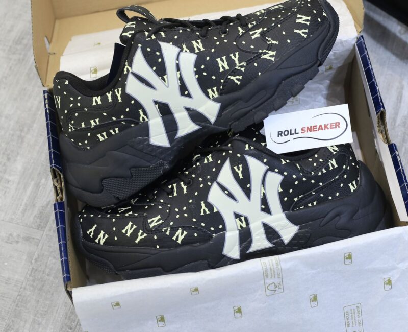 Giày MLB BigBall Chunky Saffiano Diamond Monogram New York Yankees Black Like Auth
