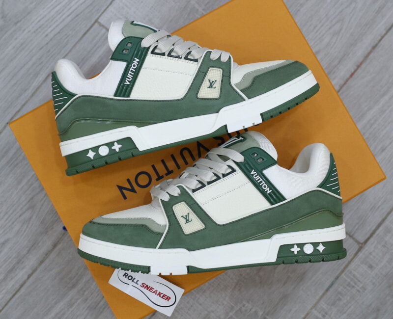 Giày Louis Vuitton LV Trainer Kaki Trơn 2023 Best Quality