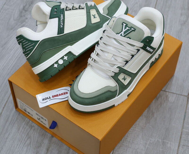 Giày Louis Vuitton LV Trainer Kaki Trơn 2023 Best Quality