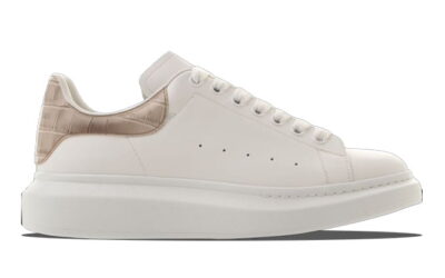 Giày Alexander Mcqueen Trắng Gót Be Vân Cá Sấu Like Auth
