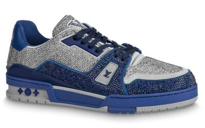 Giày Louis Vuitton Lv Trainer #54 Signature Navy Blue Strass Chuẩn 99% Auth