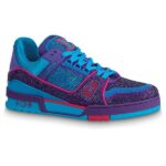 Giày Louis Vuitton LV Trainer Monogram Blue Strass