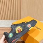 Giày Louis Vuitton x Yayoi Kusama Trainer Black Print Best Quality