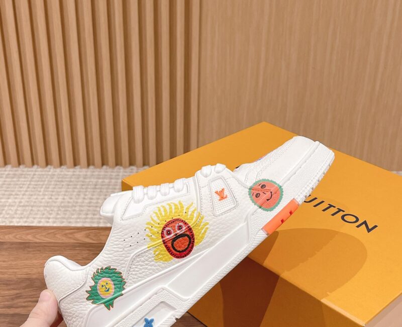 Giày Louis Vuitton x Yayoi Kusama Trainer White Print Best Quality