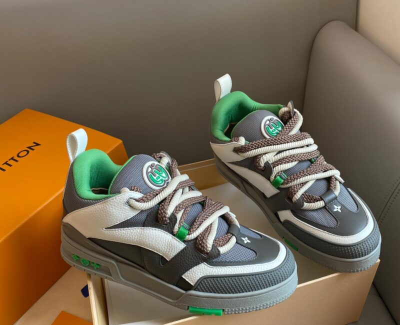 Louis Vuitton LV Skate Sneaker Grey Green Best Quality