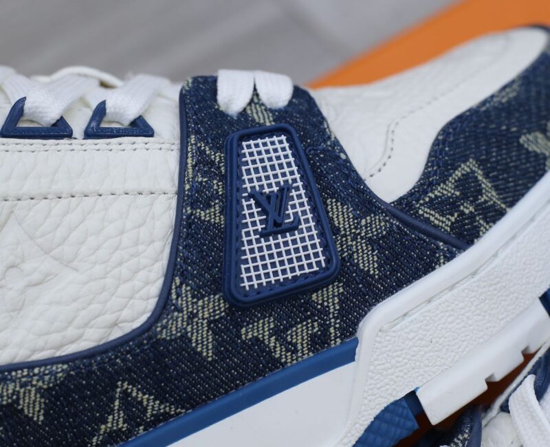 Louis Vuitton LV Trainer Monogram Denim White Blue Like Auth