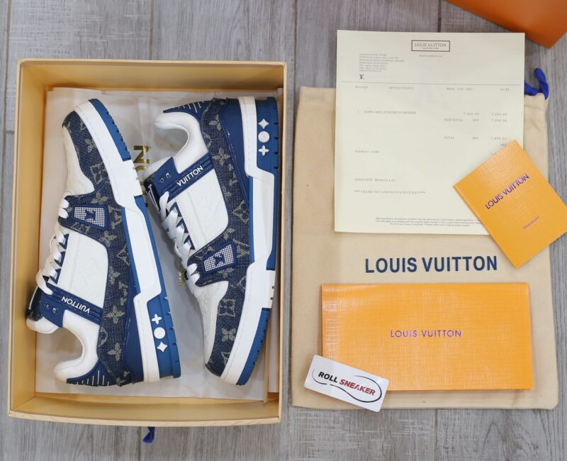 Louis Vuitton LV Trainer Monogram Denim White Blue Like Auth
