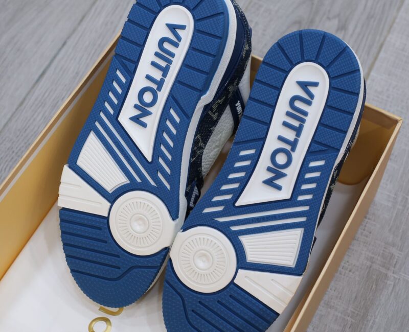 Louis Vuitton LV Trainer Monogram Denim White Blue Like Auth