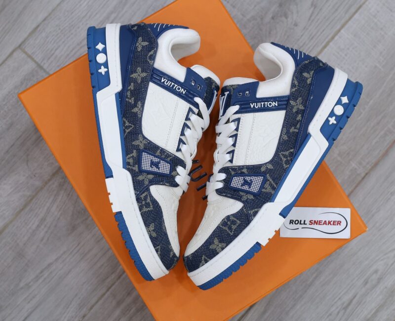 Louis Vuitton LV Trainer Monogram Denim White Blue Like Auth