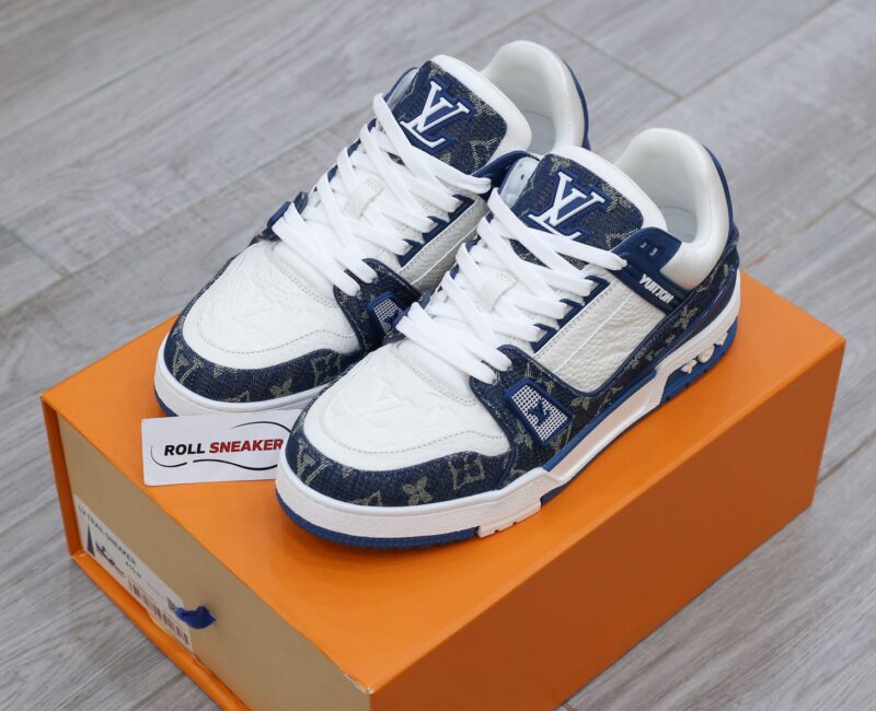 Louis Vuitton LV Trainer Monogram Denim White Blue Like Auth