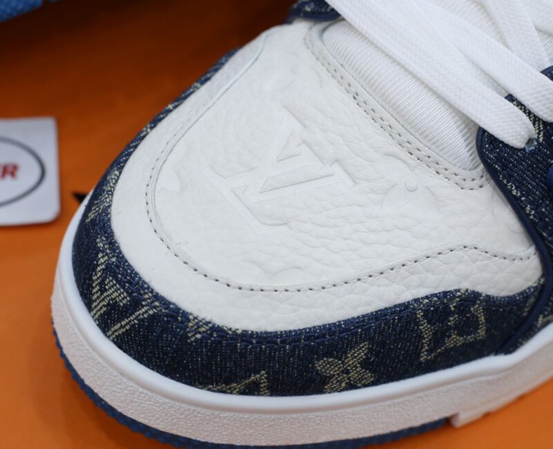 Louis Vuitton LV Trainer Monogram Denim White Blue Like Auth
