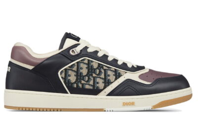 Giày Dior B27 Low Deep Blue Plum with Beige and Black Dior Oblique Jacquard Like Auth