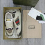 Giày Gucci Screener Leather and GG-Supreme gót Tím Like Auth