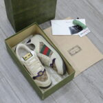 Giày Gucci Screener Leather and GG-Supreme gót Tím Like Auth