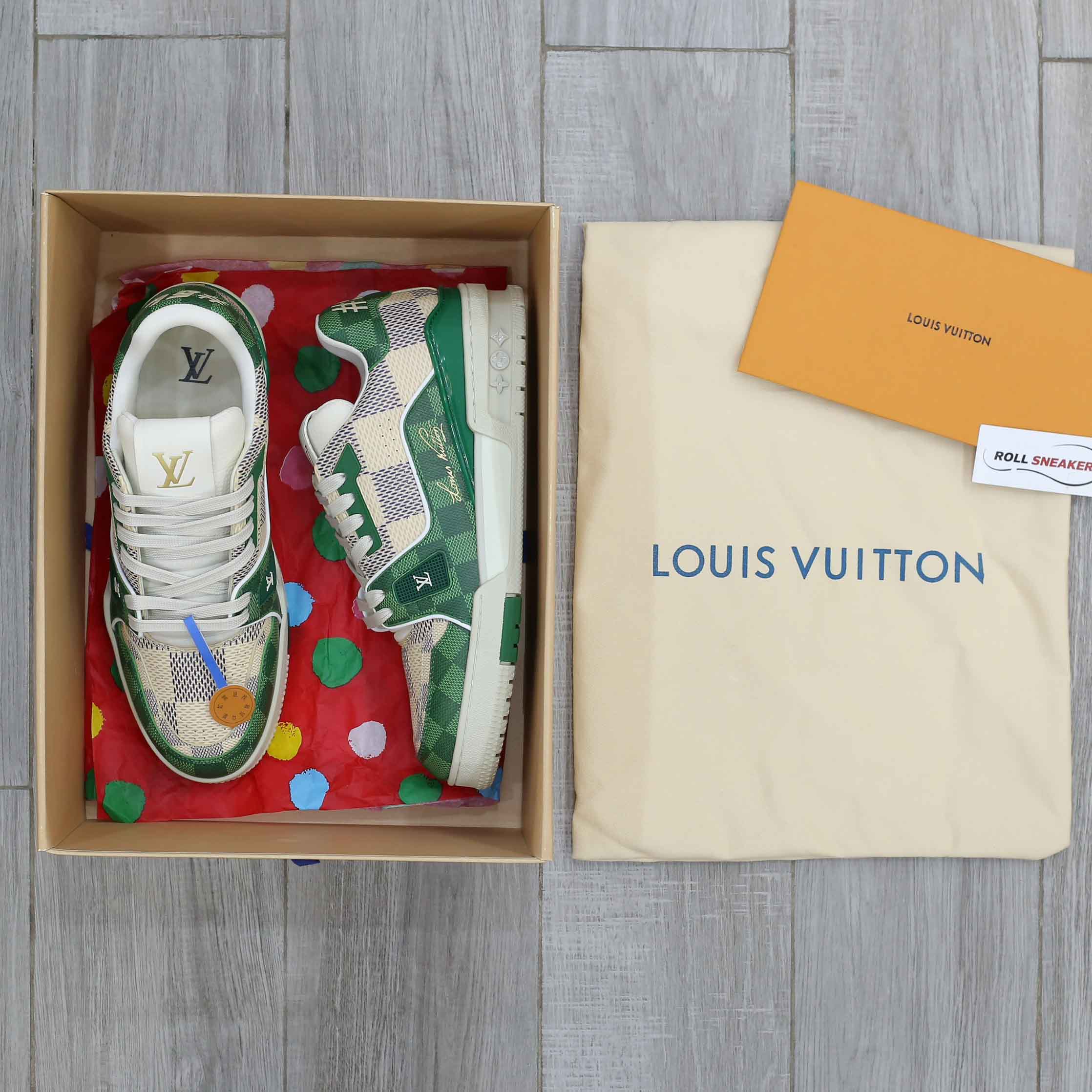 Giày Louis Vuitton LV Trainer #54 Damier Green Best Quality