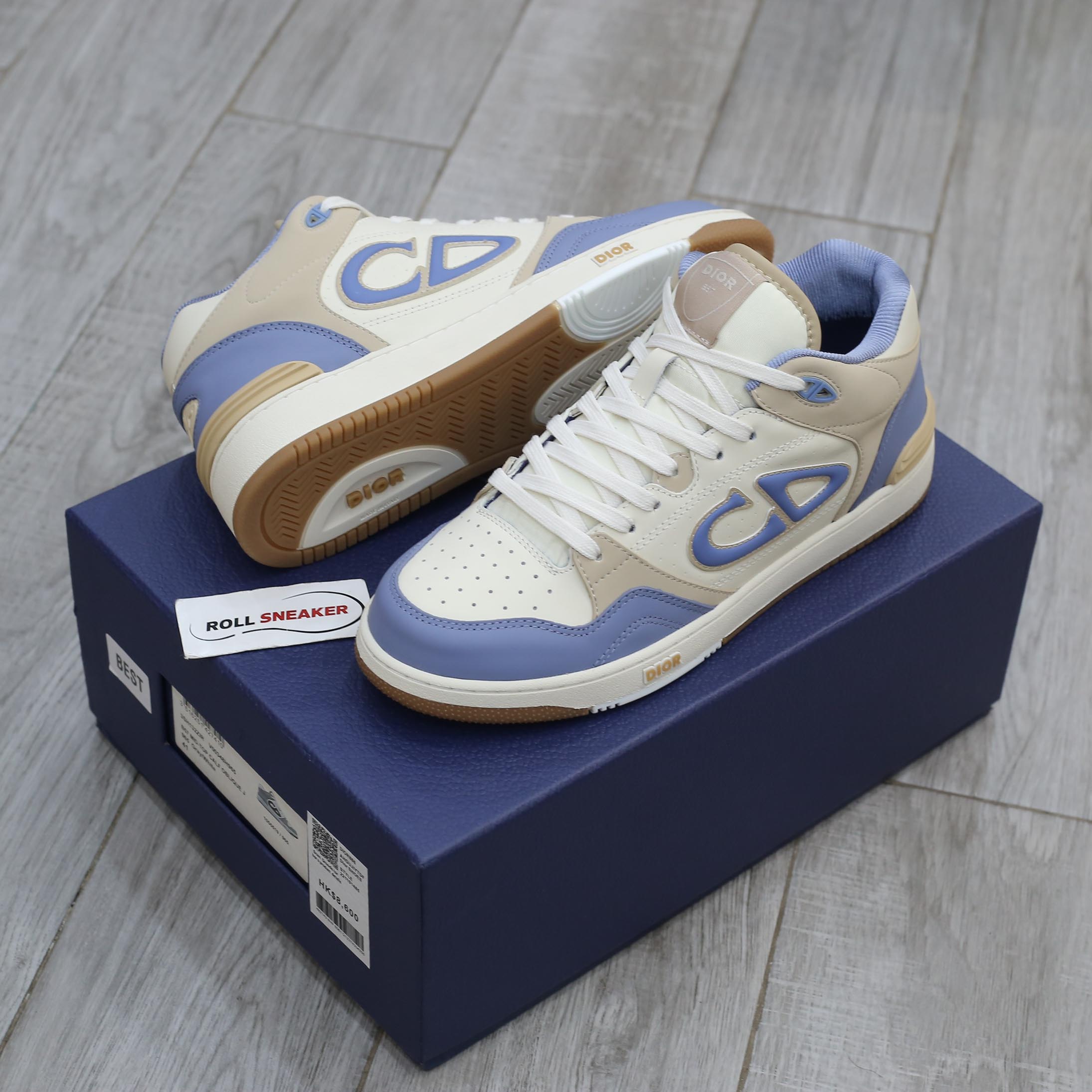 Giày Dior B57 Mid Blue Cream and Beige Suede Like Auth