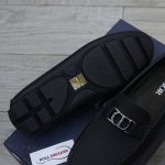 Giày Lười Dior Moca Black Calfskin Logo CD Bạc