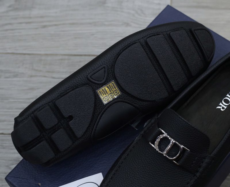 Giày Lười Dior Moca Black Calfskin Logo CD Bạc