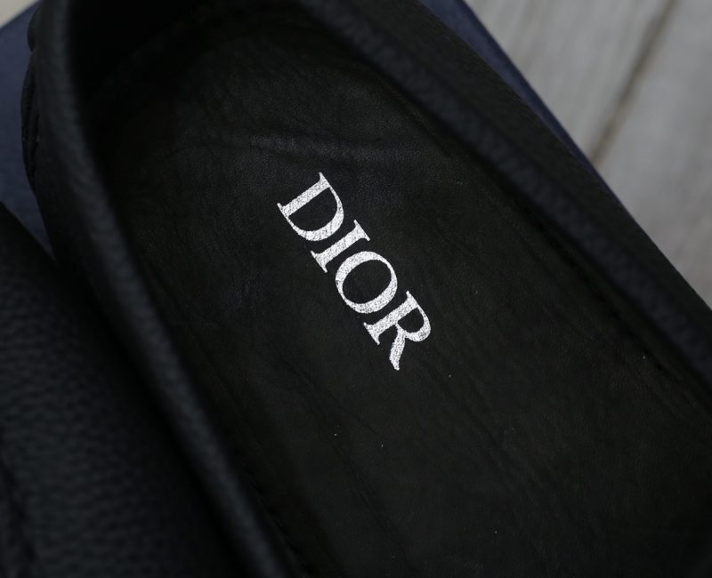 Giày Lười Dior Moca Black Calfskin Logo CD Bạc