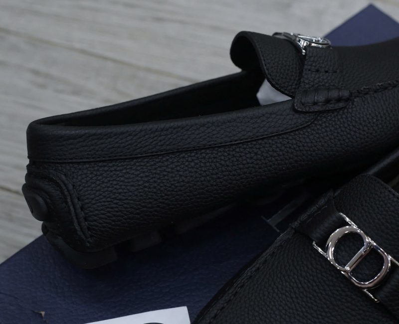 Giày Lười Dior Moca Black Calfskin Logo CD Bạc