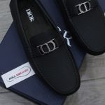 Giày Lười Dior Moca Black Calfskin Logo CD Bạc