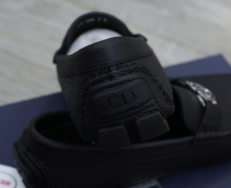 Giày Lười Dior Moca Black Calfskin Logo CD Bạc