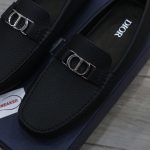 Giày Lười Dior Moca Black Calfskin Logo CD Bạc