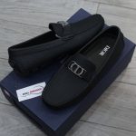 Giày Lười Dior Moca Black Calfskin Logo CD Bạc